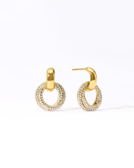gold hoops with sparkles 